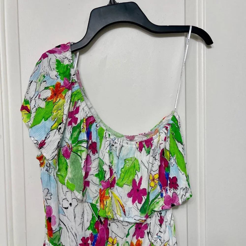 DESIGUAL Tropical asymmetric‎ mini dress in Floral Multi Size M